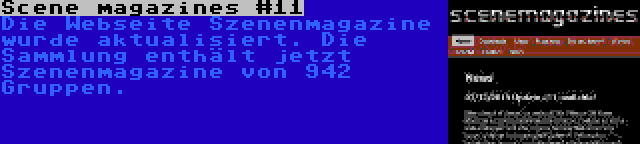 Scene magazines #11 | Die Webseite Szenenmagazine wurde aktualisiert. Die Sammlung enthält jetzt Szenenmagazine von 942 Gruppen.