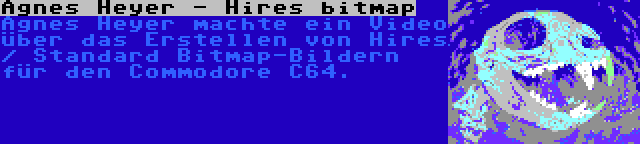 Agnes Heyer - Hires bitmap | Agnes Heyer machte ein Video über das Erstellen von Hires / Standard Bitmap-Bildern für den Commodore C64.