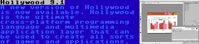 Hollywood 9.1 | A new version of Hollywood is now available. Hollywood is the ultimate cross-platform programming language and multimedia application layer that can be used to create all sorts of games and applications.