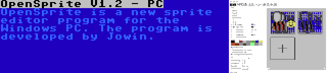 OpenSprite V1.2 - PC | OpenSprite is a new sprite editor program for the Windows PC. The program is developed by Jowin.