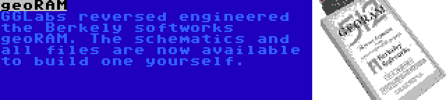 geoRAM | GGLabs reversed engineered the Berkely softworks geoRAM. The schematics and all files are now available to build one yourself.