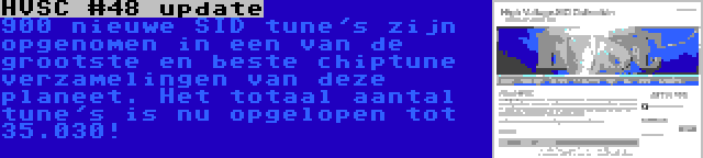 HVSC #48 update | 900 nieuwe SID tune's zijn opgenomen in een van de grootste en beste chiptune verzamelingen van deze planeet. Het totaal aantal tune's is nu opgelopen tot 35.030!