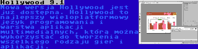 Hollywood 9.1 | Nowa wersja Hollywood jest już dostępna. Hollywood to najlepszy wieloplatformowy język programowania i warstwa aplikacji multimedialnych, którą można wykorzystać do tworzenia wszelkiego rodzaju gier i aplikacji.