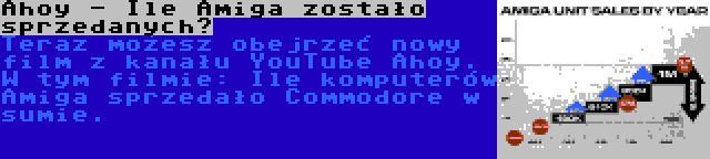 Ahoy - Ile Amiga zostało sprzedanych? | Teraz możesz obejrzeć nowy film z kanału YouTube Ahoy. W tym filmie: Ile komputerów Amiga sprzedało Commodore w sumie.