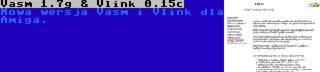 Vasm 1.7g & Vlink 0.15c | Nowa wersja Vasm i Vlink dla Amiga.