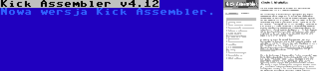 Kick Assembler v4.12 | Nowa wersja Kick Assembler.