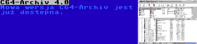 C64-Archiv 4.0 | Nowa wersja C64-Archiv jest już dostępna.