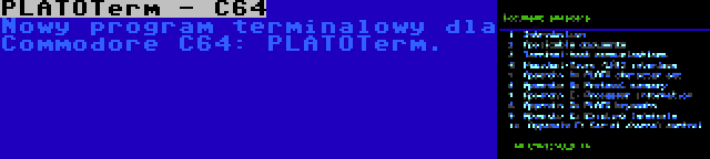 PLATOTerm - C64 | Nowy program terminalowy dla Commodore C64: PLATOTerm.