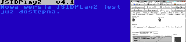 JSIDPlay2 - v4.1 | Nowa wersja JSIDPLay2 jest już dostępna.