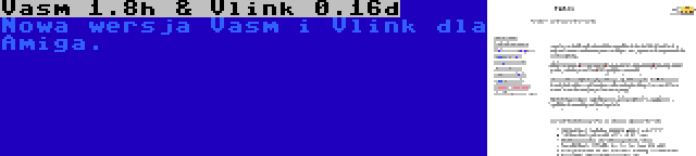 Vasm 1.8h & Vlink 0.16d | Nowa wersja Vasm i Vlink dla Amiga.